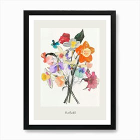 Daffodil 1 Collage Flower Bouquet Poster Art Print