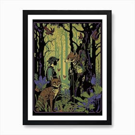 Foxes In The Forest Art Print