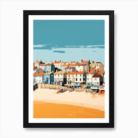 Abstract Illustration Of Southwold Beach Suffolk Orange Hues 4 Art Print