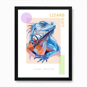 Blue Iguana Modern Illustration 2 Poster Art Print