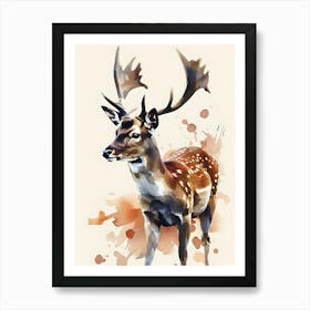 Deer Watercolor Painting Art Print