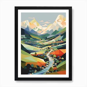 Mountains And Valley   Geometric Vector Illustration 0 Art Print