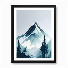 Mountain And Forest In Minimalist Watercolor Vertical Composition 55 Art Print