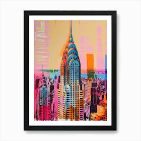 Chrysler Building New York Colourful Silkscreen Illustration 1 Art Print