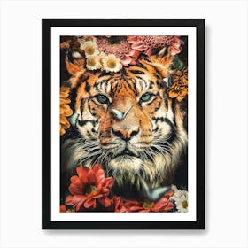 Tiger With Flowers 2 Art Print