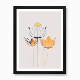 Double Lotus Minimal Line Drawing 3 Art Print
