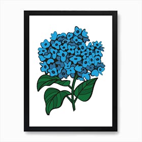 Blue Hydrangea Contemporary Botanical Illustration Art Print
