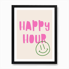 Happy Hour Poster Pink & Green Art Print