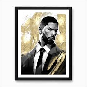 Black Man with Gold Abstract 14 Art Print