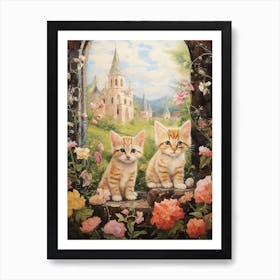 Cute Kittens In Medieval Village 7 Art Print