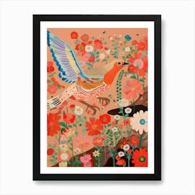 Maximalist Bird Painting Northern Cardinal 4 Art Print