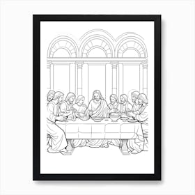 Line Art Inspired By The Last Supper 4 Art Print