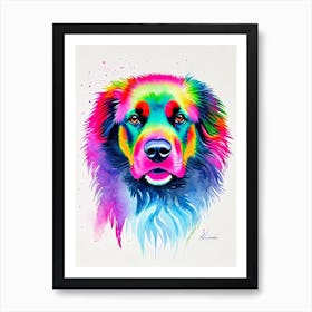 Flat Coated Retriever Rainbow Oil Painting Dog Art Print
