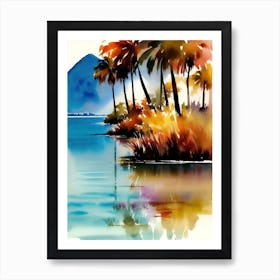 Watercolor Of Palm Trees Art Print