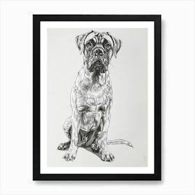 Boxer Dog Line Sketch 2 Art Print