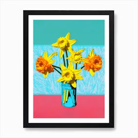 Daffodils Pop Art Andy Warhol Style 4 Art Print