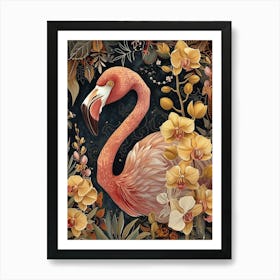 Greater Flamingo And Orchids Boho Print 3 Art Print