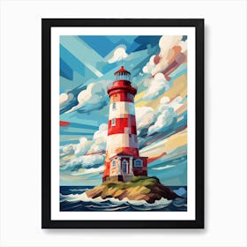 Lighthouse In The Sea Art Print