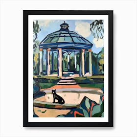 Painting Of A Cat In Royal Botanic Gardens, Kew United Kingdom In The Style Of Matisse 03 Art Print