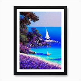 Koh Samet Thailand Pointillism Style Tropical Destination Art Print