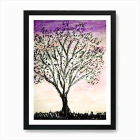 Tree At Sunset Art Print