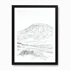 Mount Kilimanjaro Tanzania Line Drawing 5 Art Print