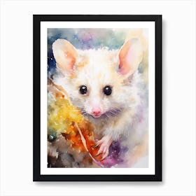 Light Watercolor Painting Of A Playful Possum 3 Art Print