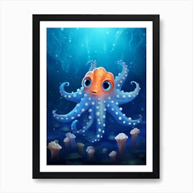 Star Sucker Pygmy Octopus Kids Illustration 1 Art Print