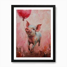 Cute Pig 1 With Balloon Art Print