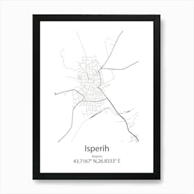 Isperih,Bulgaria Minimalist Map Art Print