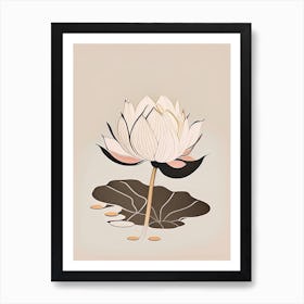 Blooming Lotus Flower In Pond Retro Minimal 4 Art Print