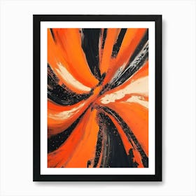 Abstract Orange And Black Painting Art Print