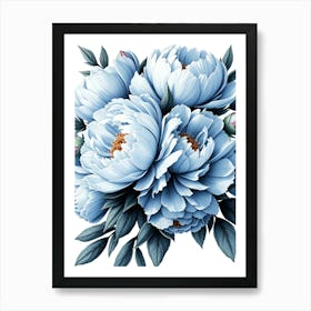 Blue Peonies 4 Art Print