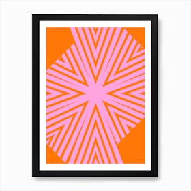 Abstract Pink and Orange Geometric Stripes Art Print