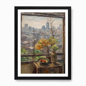 Window View Of Tokyo In The Style Of Impressionism 3 Art Print