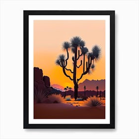 Joshua Tree At Dawn In Desert Vintage Botanical Line Drawing  (9) Art Print