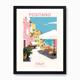 Positano, Italy, Flat Pastels Tones Illustration 3 Poster Art Print