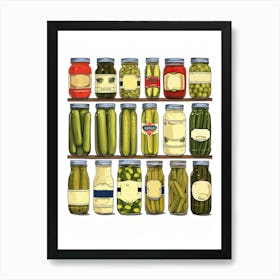 Pickles And Pickles Jars Illustration Art Print