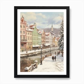 Vintage Winter Illustration Cesky Krumloy Czech Republic 6 Art Print