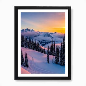 Stubaier Gletscher, Austria Sunrise Skiing Poster Art Print