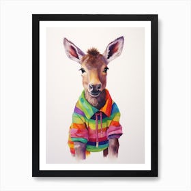 Baby Animal Wearing Sweater Moose Art Print
