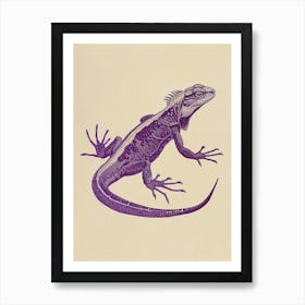 Purple Lesser Antillean Iguana Block Print 2 Art Print