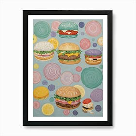 Pastel Burgers Art Print