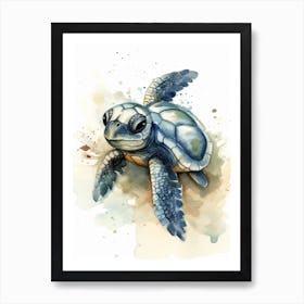 Baby Turtle Watercolour Nursery 2 Art Print