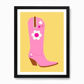 Cowboy Boot | 05 - Pink And Yellow Art Print