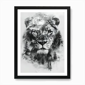 Lion In The Forest 5 Art Print