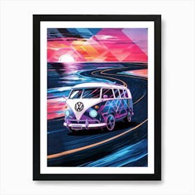 Vw Bus At Sunset Art Print