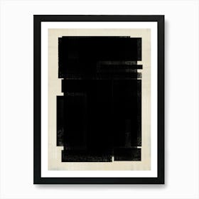 BLACK ABSTRACT no. 1 - coltxwilde, abstract, contemporary art, modern,Black cubist minimalist shapes on beige back ground  by colt x wilde  Art Print