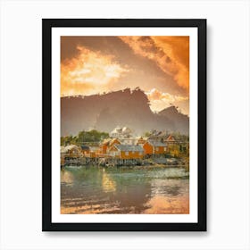 A Village On A River, Oil Painting Art Print