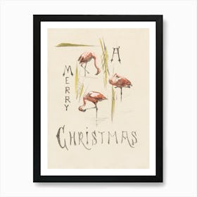 Christmas Card With Three Flamingos , Theo Van Hoytema Art Print